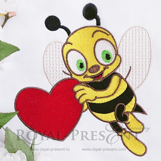 Bumble Bee Heart print art Bugs print art at EmbroideryDesigns.com