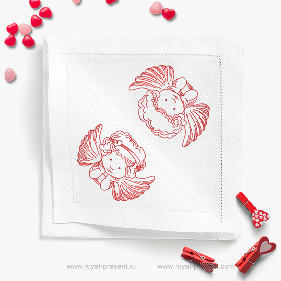 Redwork Machine Embroidery Designs Valentine's Angels