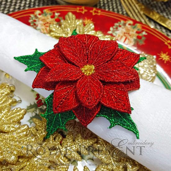 FSL Machine Embroidery Design Christmas Star Napkin Ring