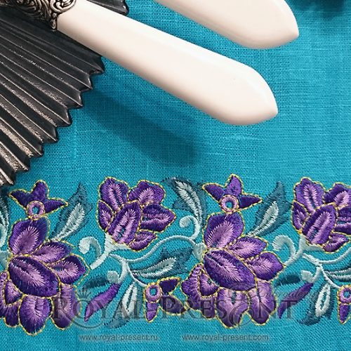 Machine Embroidery Design Purple floral border