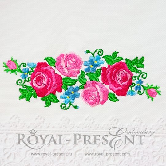 Border Machine Embroidery Design Pink Roses - 2 sizes