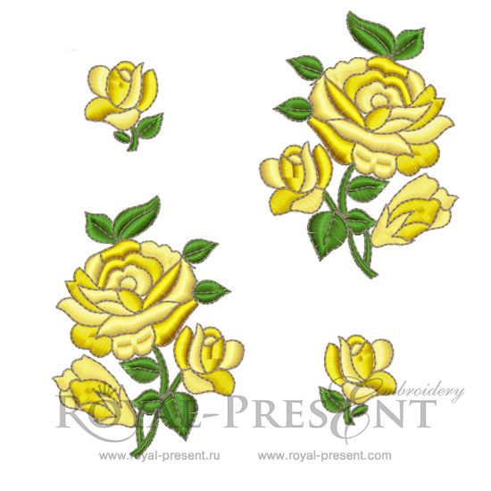 Machine Embroidery Design Amazing yellow rose