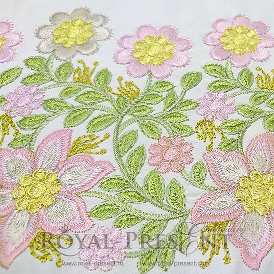 Machine Embroidery Design Elegant Floral border