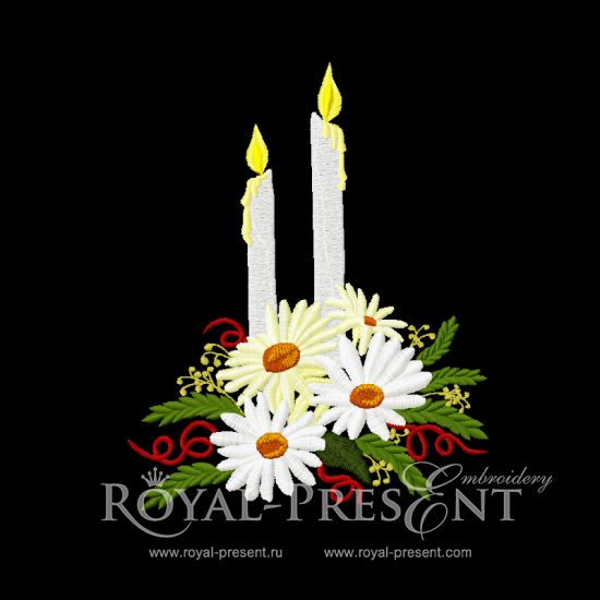 Machine Embroidery Design - Christmas candles