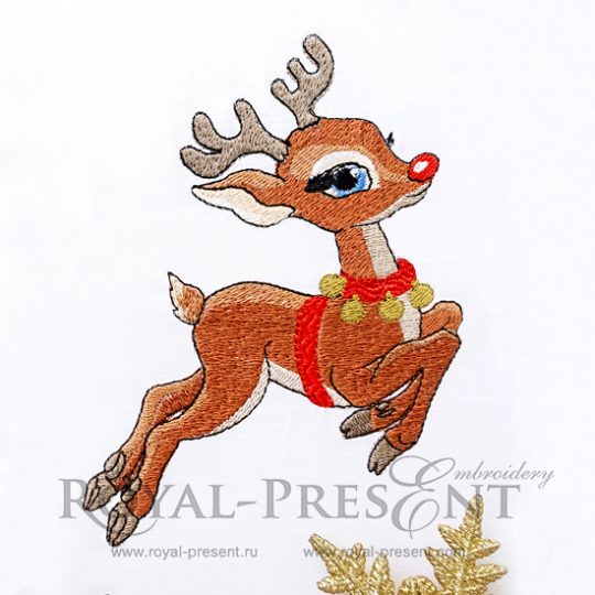 machine embroidery design Rudolf the red-nosed reindeer