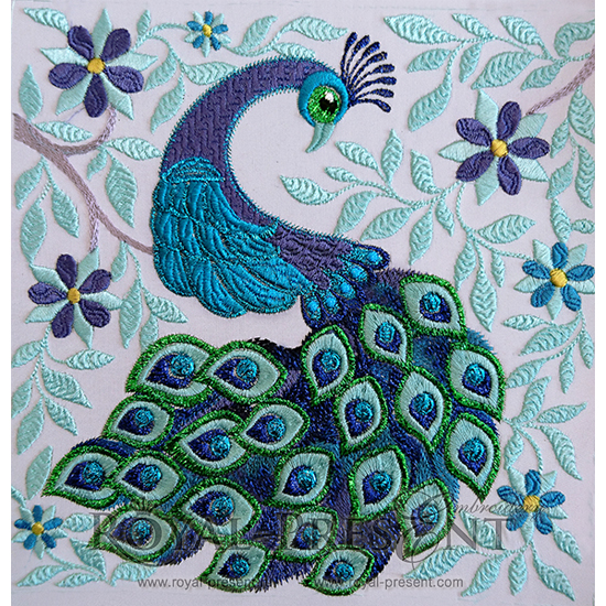 Machine Embroidery Design Royal Peacock