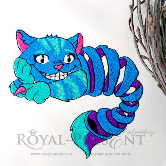 Machine Embroidery Design Disappearing Cheshire Cat levitating in the air