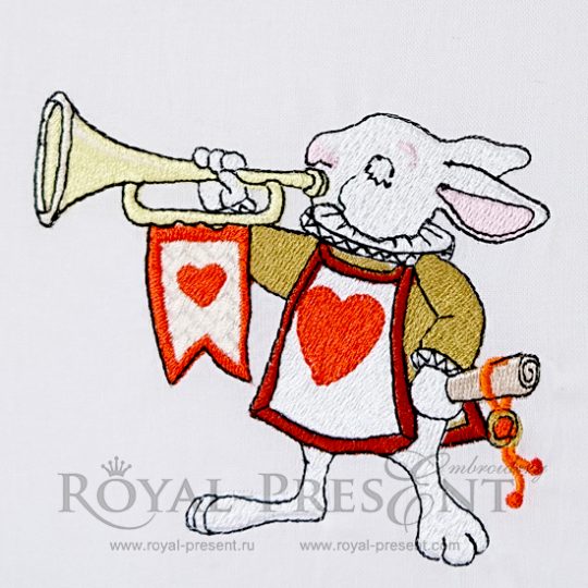 Machine Embroidery Design The White Rabbit royal trumpeter