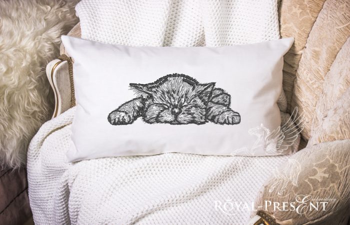 Machine Embroidery Design Sweet Dreams, Kitten - 2 sizes