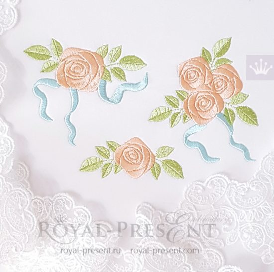 Machine Embroidery Designs Roses mini with ribbons