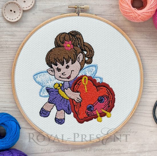 Machine Embroidery Design Sewing Fairy With heart