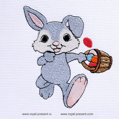 Embroidery Design Easter Bunny carries the basket