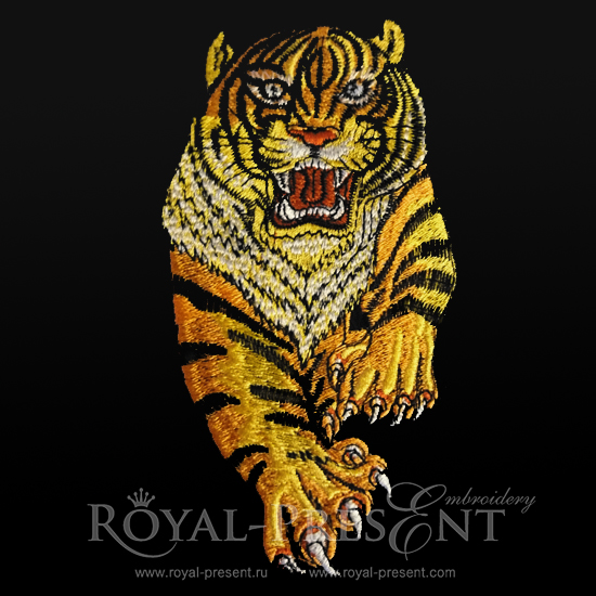 Machine Embroidery Design Running Tiger
