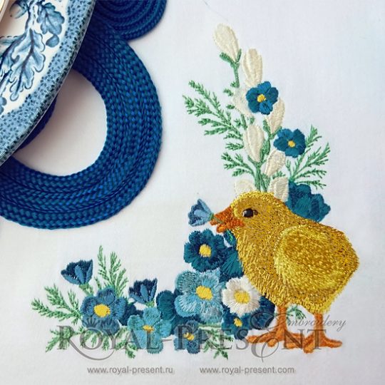 Machine Embroidery Design Easter Chick corner