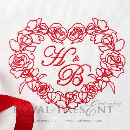 Machine Embroidery Design Heart of roses and orchids