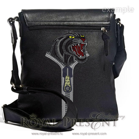 Machine Embroidery Design Zipper and Black panther
