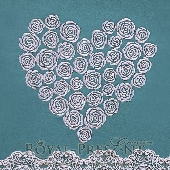Machine Embroidery Design Heart of red roses