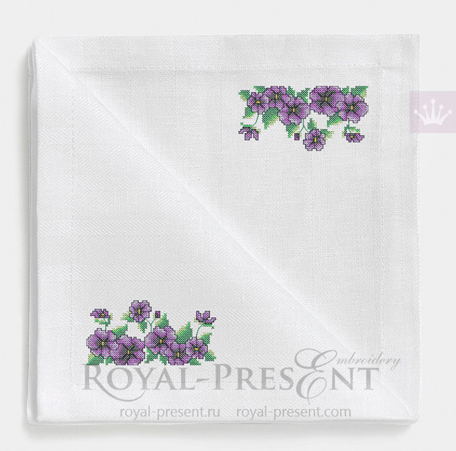 Purple flowers Cross-stitch Machine embroidery design