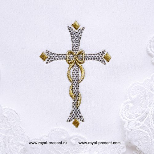 Machine Embroidery Design Cross with bow