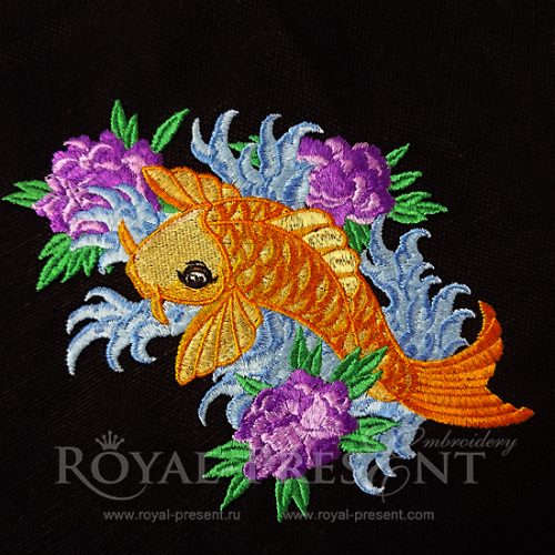 Machine Embroidery Design Tattoo Koi Fish