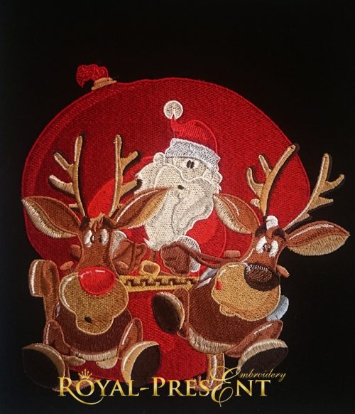 Machine Embroidery Design Santa carries gifts