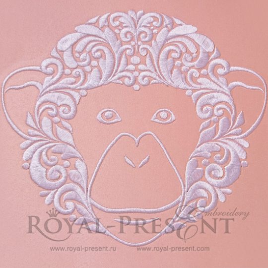 Machine Embroidery Design Ornamental decorative monkey