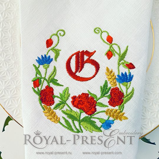Machine Embroidery Design Floral Blank Monogram