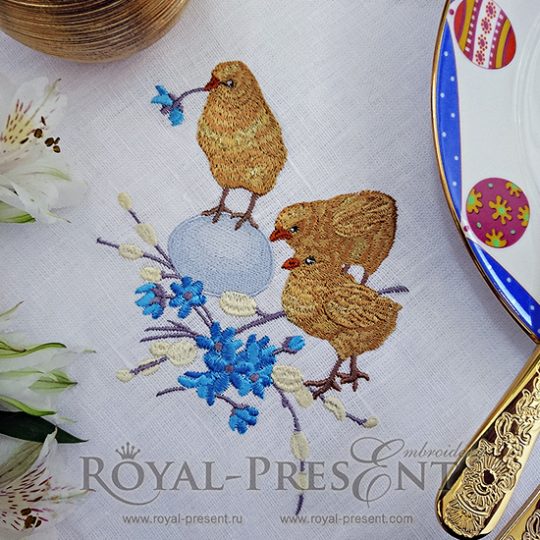 Machine Embroidery Design Vintage Easter chicks