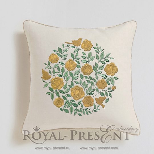 Machine Embroidery Design Round Rose bush - 3 sizes