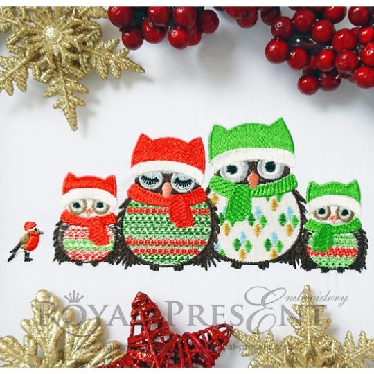 Machine Embroidery Design Family of owls