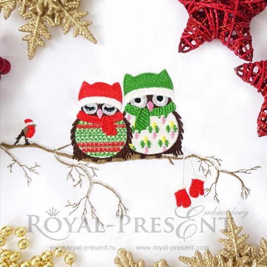 Machine Embroidery Design Christmas owls