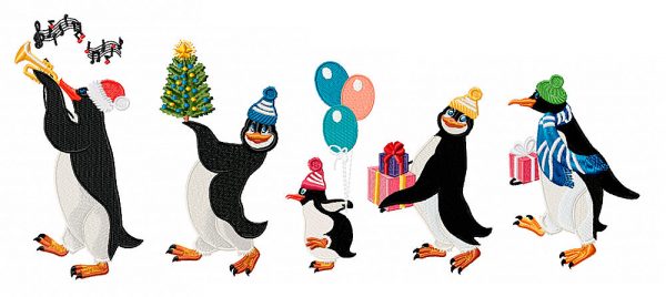 Machine Embroidery Designs Group of cute penguins