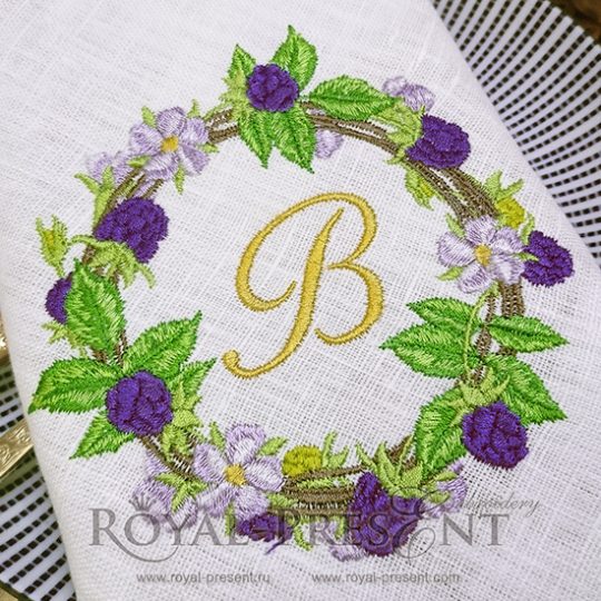 Machine Embroidery Design Blackberry round wreath