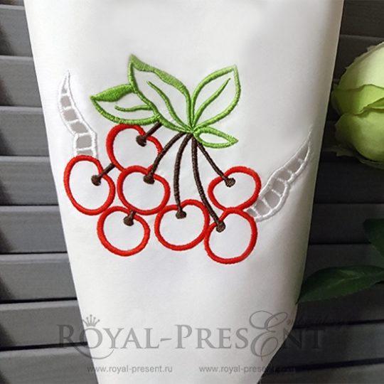 Cutwork machine embroidery design Cherries