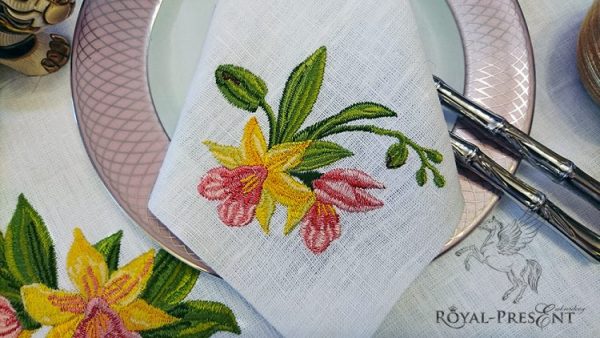 Machine Embroidery Design Tropical orchid flowers
