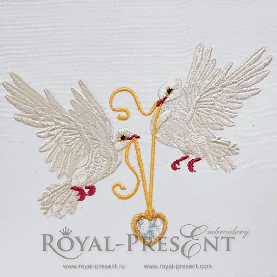 Machine Embroidery Design Wedding Doves