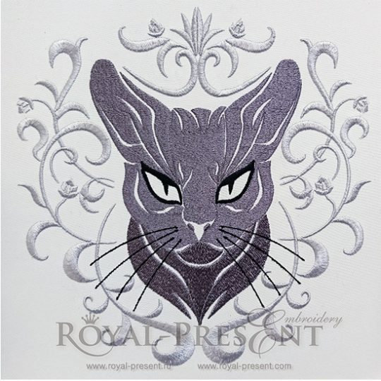Machine Embroidery Design Gray cat face