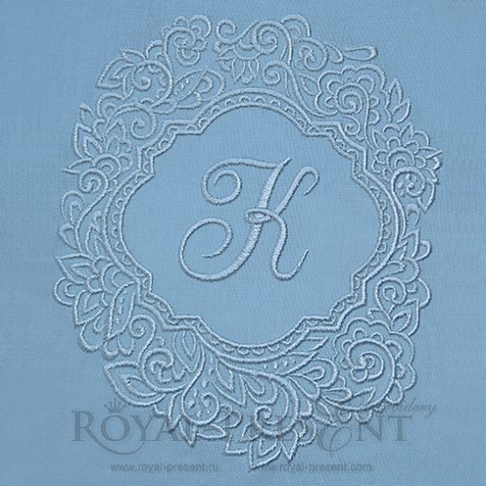 Machine Embroidery Design Blue Blank Monogram- 2 sizes