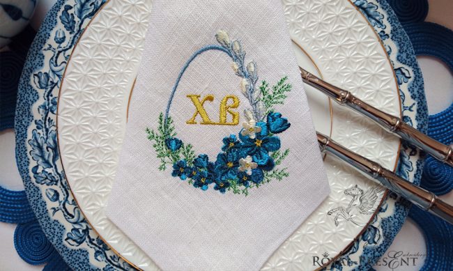 Machine Embroidery Design Easter blank monogram with spring flowers - 2 sizes