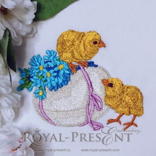 Chicks machine embroidery design