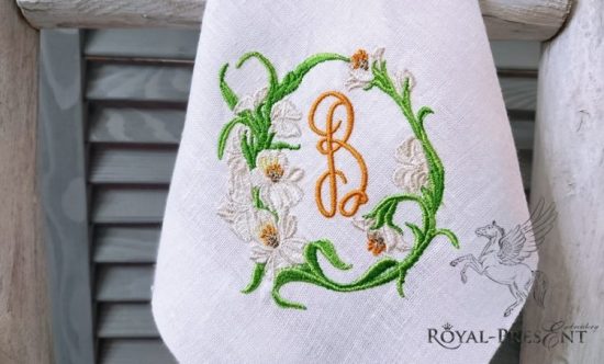Machine Embroidery Design Floral vignette - 2 sizes