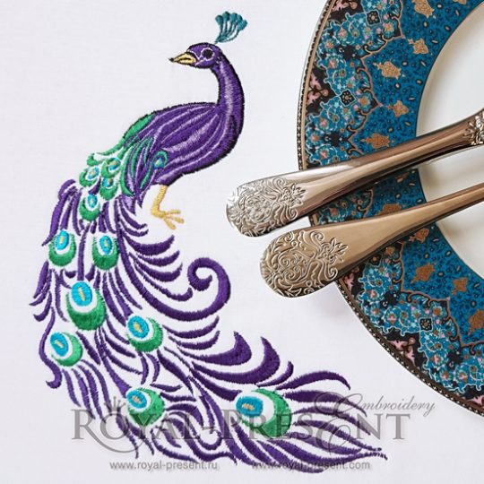Machine Embroidery Design Beautiful Peacock Corner - 3 sizes