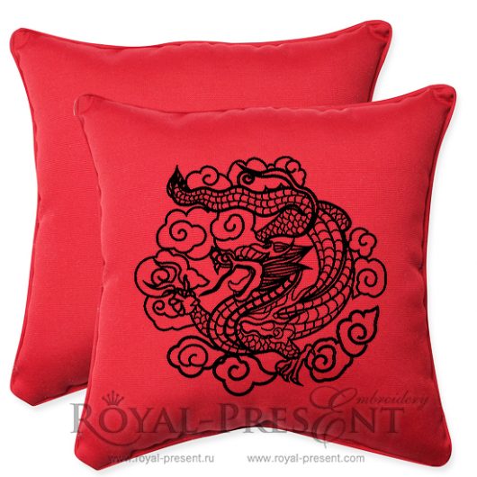 Machine Embroidery Design Traditional Chinese Dragon Pattern - 2 sizes