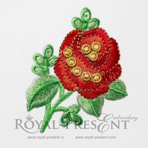 Machine Embroidery Design Wonderful Red Rose