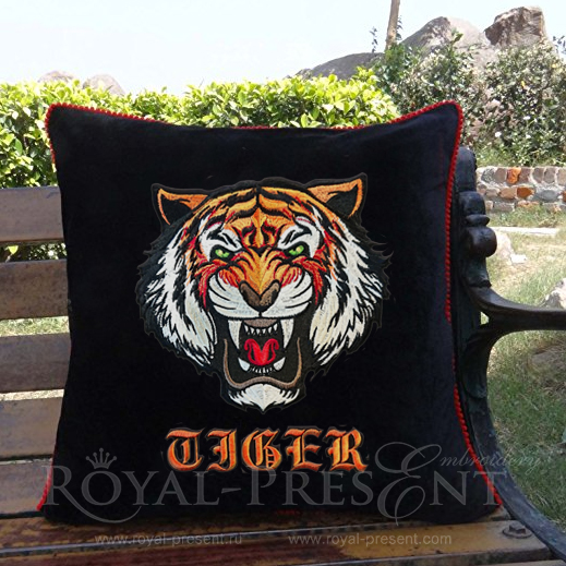 Machine embroidery design Angry Tiger Face