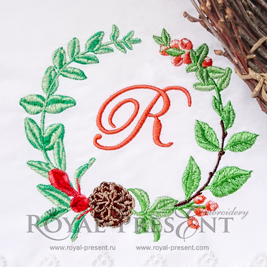 Machine Embroidery Design Forest wreath - 3 sizes