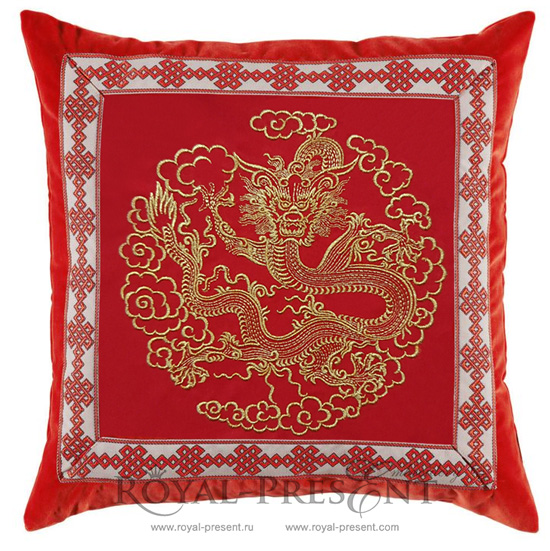 Machine Embroidery Design Gold Chinese Dragon