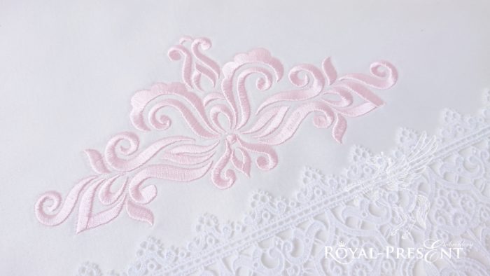 Machine Embroidery Design Ornamental Elegant Pink Decor