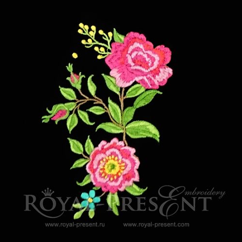 Machine Embroidery Design Rosehip Bouquet - 2 sizes