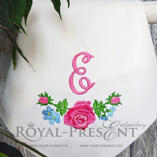 Machine Embroidery Design Garland of Pink Roses - 3 sizes